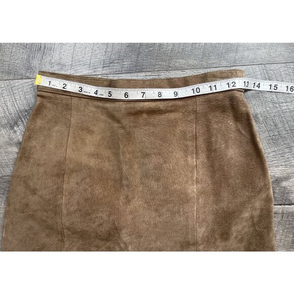 Bagatelle Leather Skirt Womens 8 Brown Suede‎ Pencil Zip Lined Retro Western 80s - Picture 7 of 9